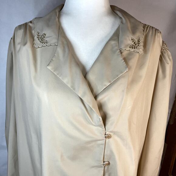 Vintage Alice Stuart 18 A Women's button down blouse tan long sleeve - Picture 9 of 11